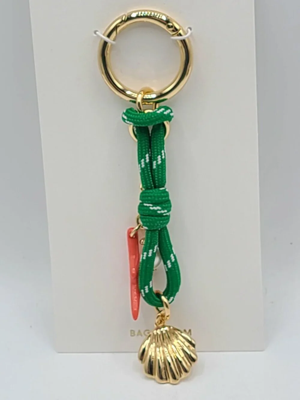 J Crew Sea Shell Coral Green Rope Bag Charm NWT